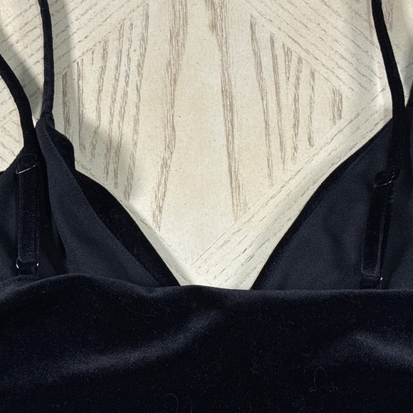 Express Velvet Bodysuit Black Sleeveless Ruched Party Top Blouse Club Date S - Picture 5 of 10